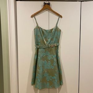 Floral gold and blue dress